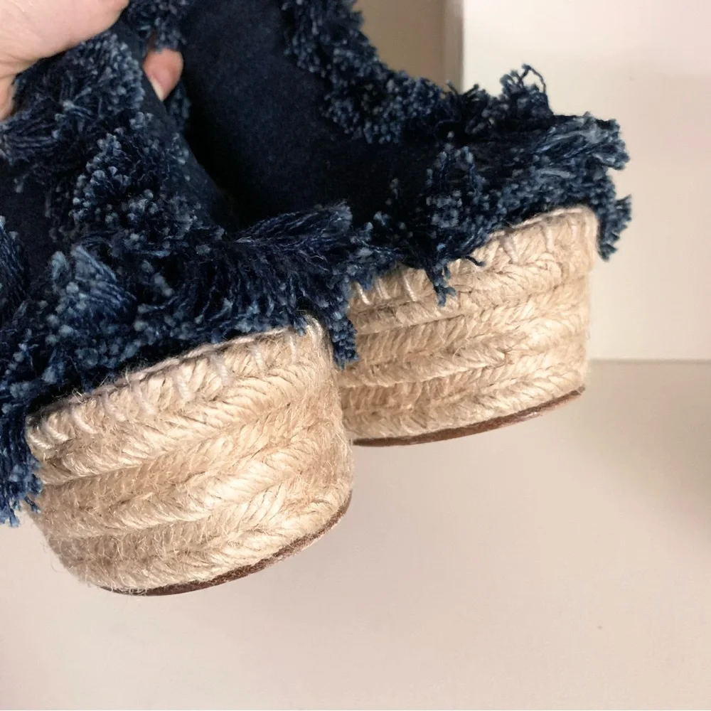 Chloe suede denim wedge heels